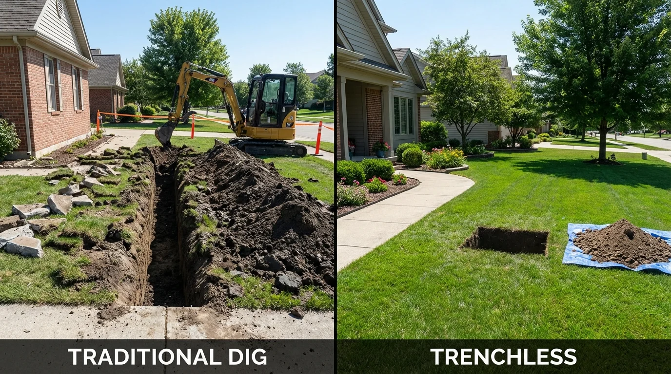Trenchless sewer repair with minimal yard damage versus traditional excavation in Tampa, FL
